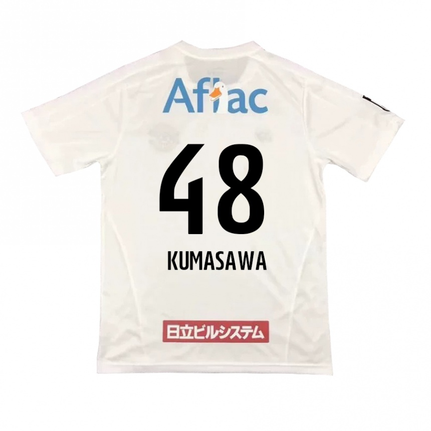 Gyermek Labdarúgás Kazuki Kumasawa #48 Fehér Fekete Idegenbeli Jersey 2024/25 Mez Póló Ing