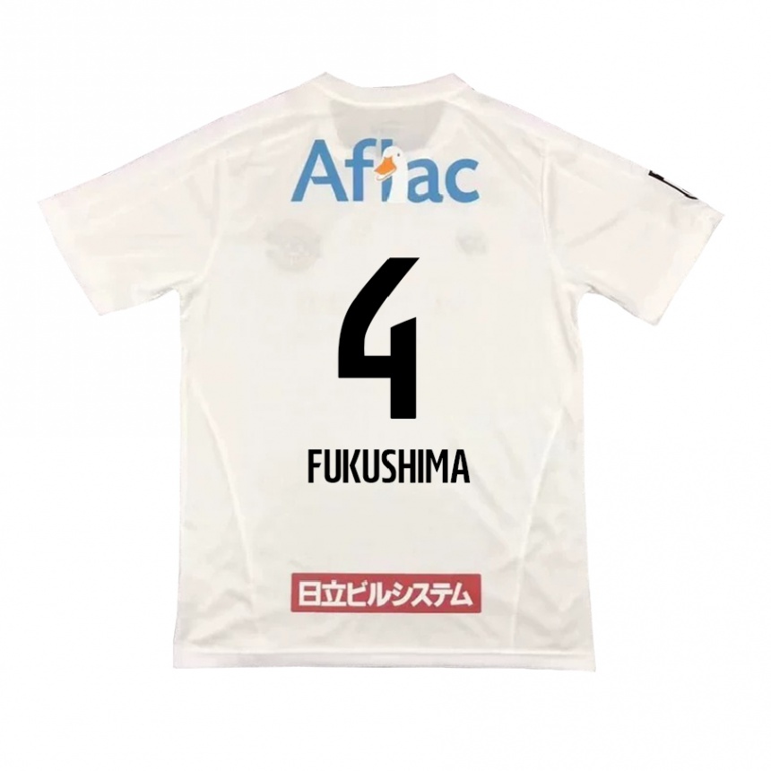 Gyermek Labdarúgás Taiga Fukushima #4 Fehér Fekete Idegenbeli Jersey 2024/25 Mez Póló Ing