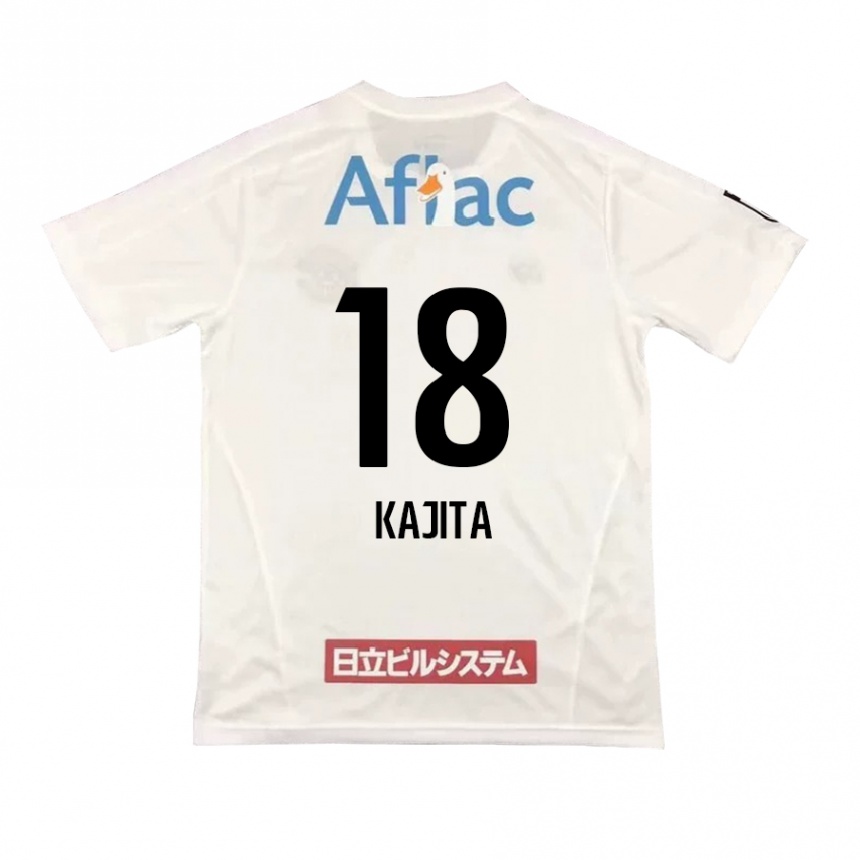 Gyermek Labdarúgás Kento Kajita #18 Fehér Fekete Idegenbeli Jersey 2024/25 Mez Póló Ing