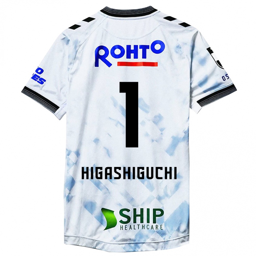 Gyermek Labdarúgás Masaaki Higashiguchi #1 Fehér Fekete Idegenbeli Jersey 2024/25 Mez Póló Ing