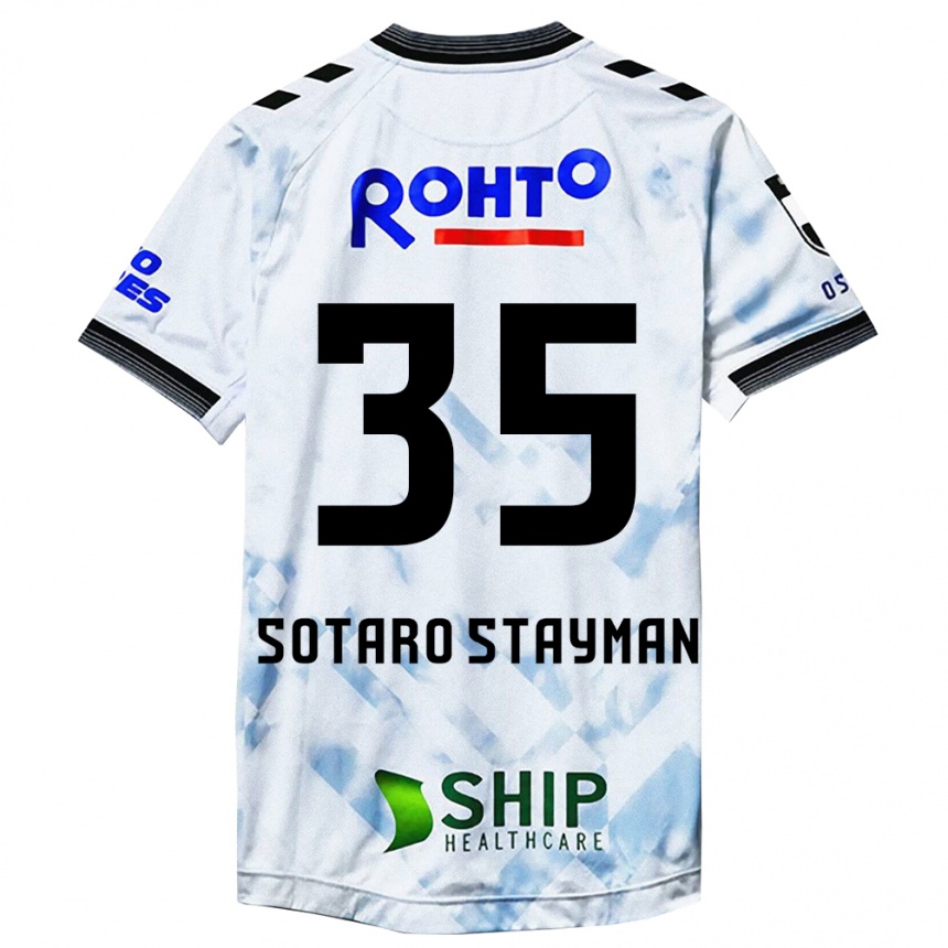 Gyermek Labdarúgás Joshua Sotaro Stayman #35 Fehér Fekete Idegenbeli Jersey 2024/25 Mez Póló Ing