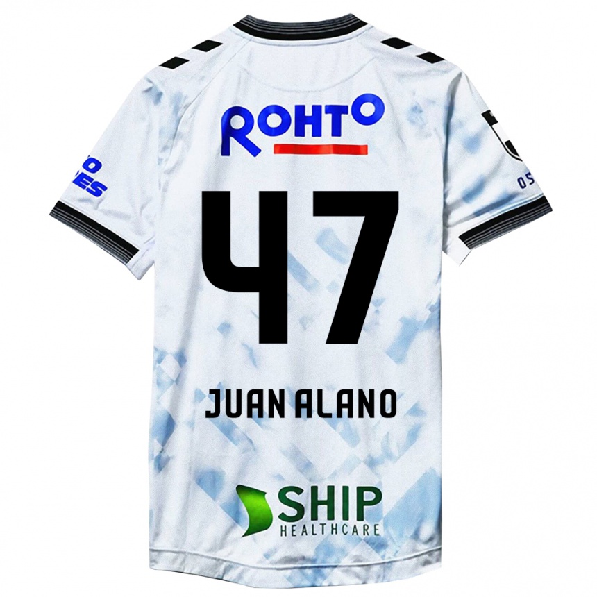 Gyermek Labdarúgás Juan Alano #47 Fehér Fekete Idegenbeli Jersey 2024/25 Mez Póló Ing