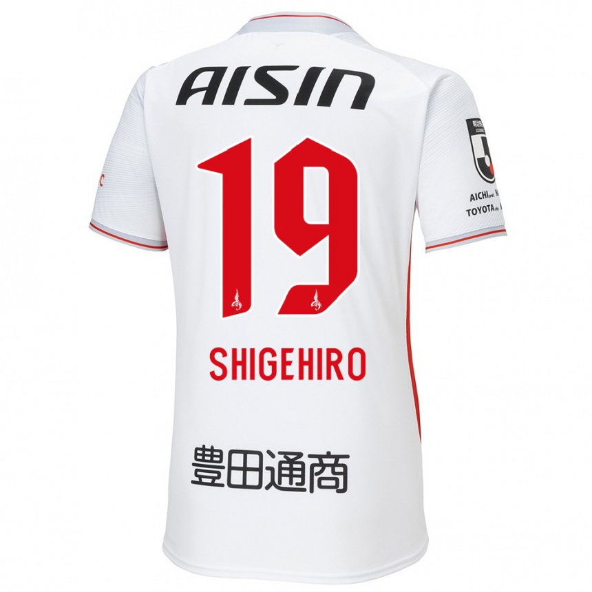 Gyermek Labdarúgás Takuya Shigehiro #19 Fehér Sárga Piros Idegenbeli Jersey 2024/25 Mez Póló Ing