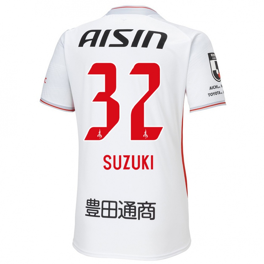 Gyermek Labdarúgás Haruto Suzuki #32 Fehér Sárga Piros Idegenbeli Jersey 2024/25 Mez Póló Ing