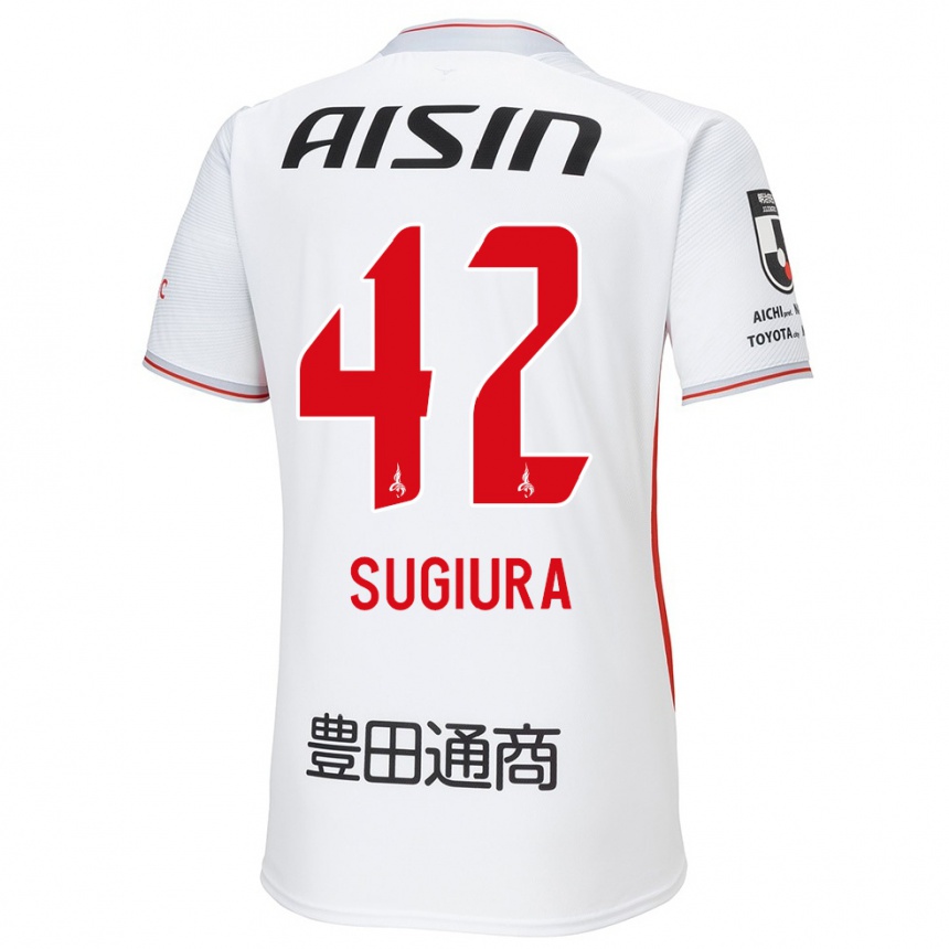 Gyermek Labdarúgás Shungo Sugiura #42 Fehér Sárga Piros Idegenbeli Jersey 2024/25 Mez Póló Ing