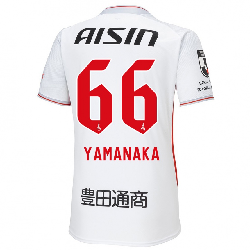 Gyermek Labdarúgás Ryosuke Yamanaka #66 Fehér Sárga Piros Idegenbeli Jersey 2024/25 Mez Póló Ing