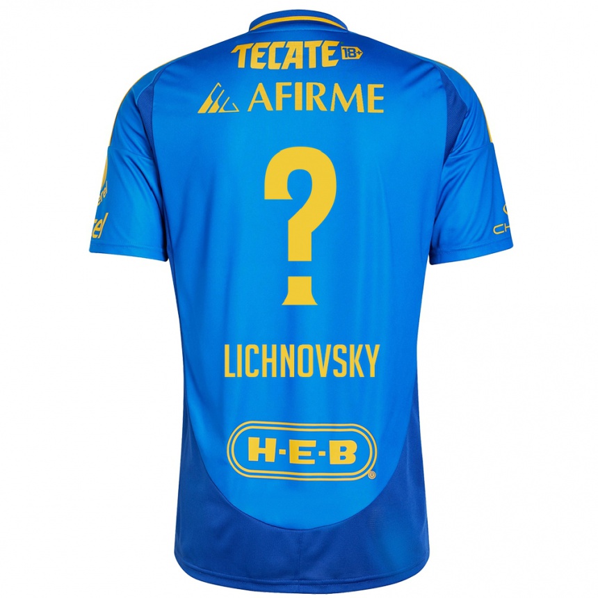 Gyermek Labdarúgás Igor Lichnovsky #0 Kék Sárga Idegenbeli Jersey 2024/25 Mez Póló Ing