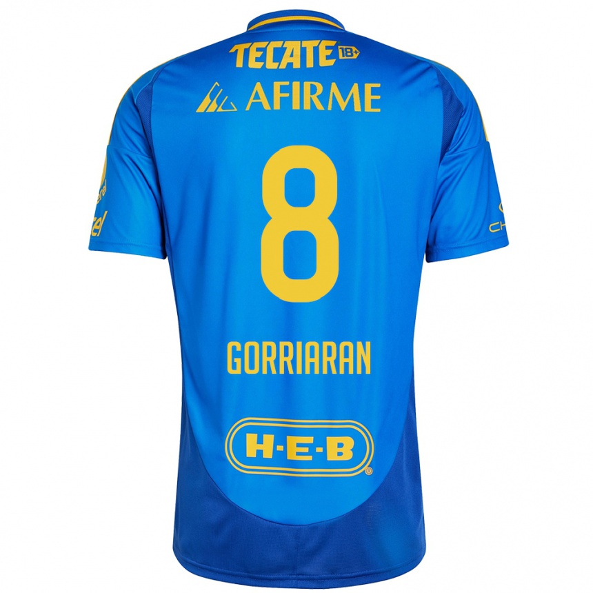 Gyermek Labdarúgás Fernando Gorriarán #8 Kék Sárga Idegenbeli Jersey 2024/25 Mez Póló Ing