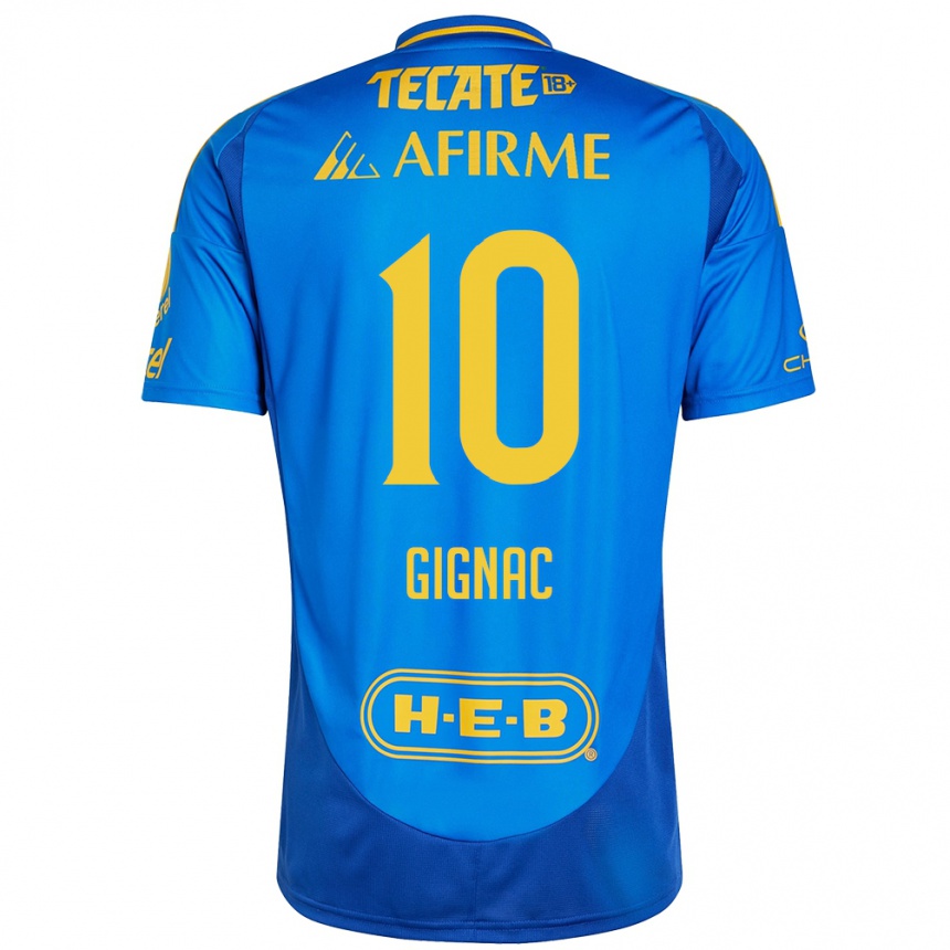 Gyermek Labdarúgás André-Pierre Gignac #10 Kék Sárga Idegenbeli Jersey 2024/25 Mez Póló Ing