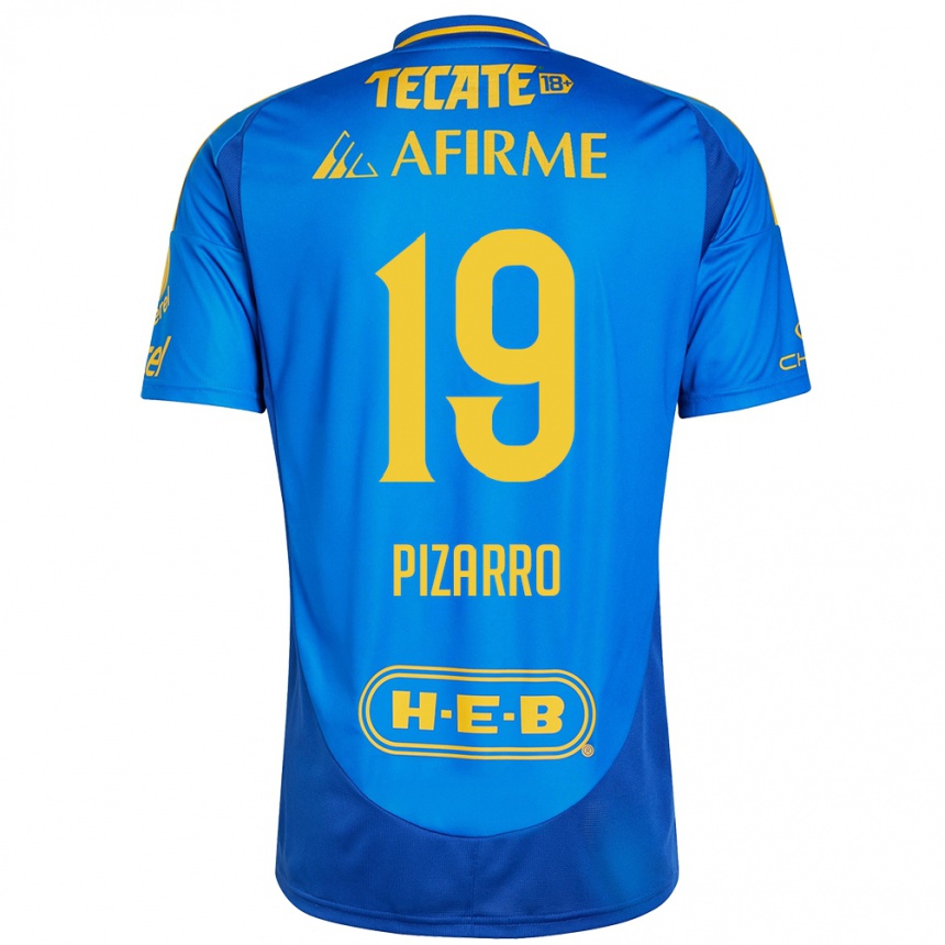 Gyermek Labdarúgás Guido Pizarro #19 Kék Sárga Idegenbeli Jersey 2024/25 Mez Póló Ing