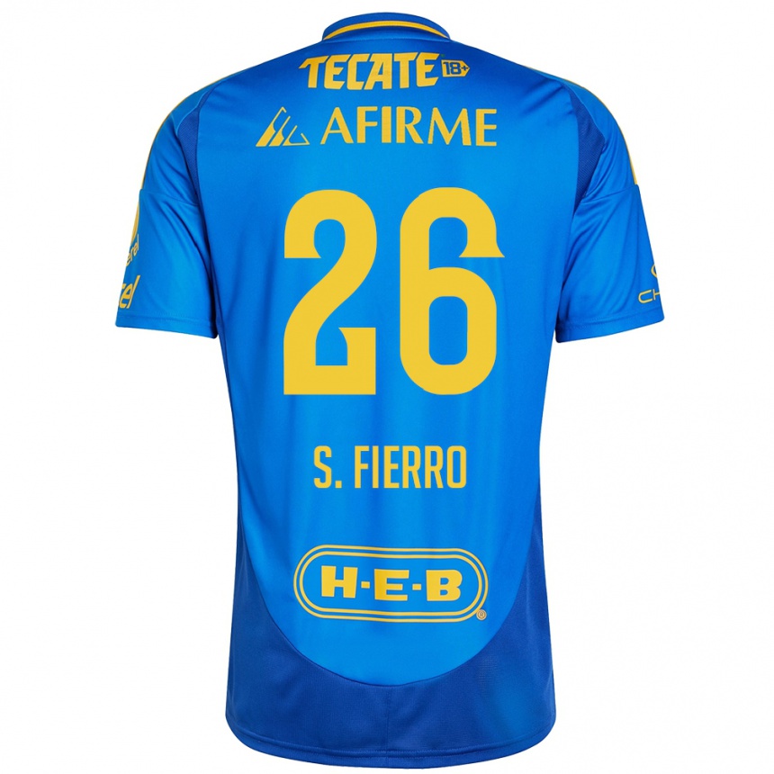 Gyermek Labdarúgás Sebastián Fierro #26 Kék Sárga Idegenbeli Jersey 2024/25 Mez Póló Ing