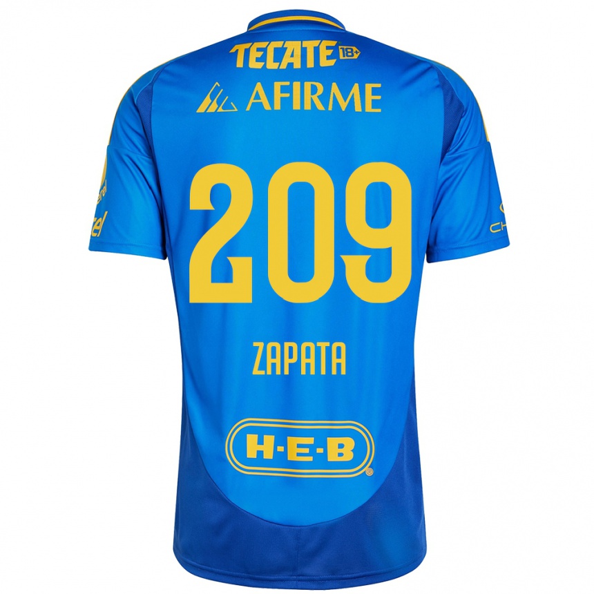 Gyermek Labdarúgás Jorge Zapata #209 Kék Sárga Idegenbeli Jersey 2024/25 Mez Póló Ing