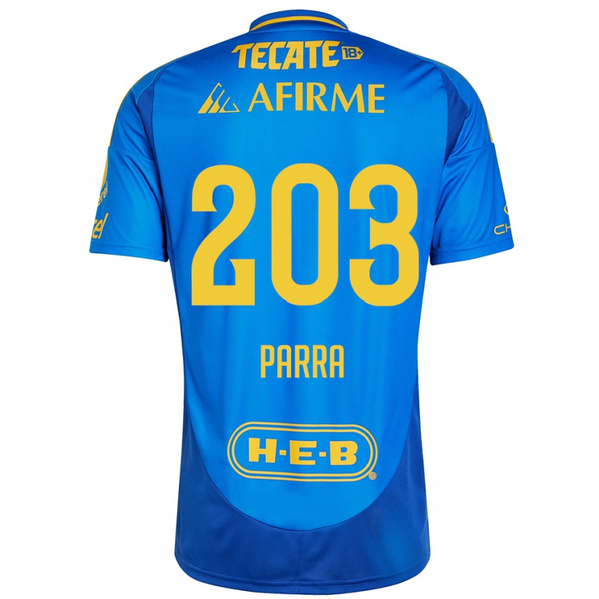 Gyermek Labdarúgás Bernardo Parra #203 Kék Sárga Idegenbeli Jersey 2024/25 Mez Póló Ing