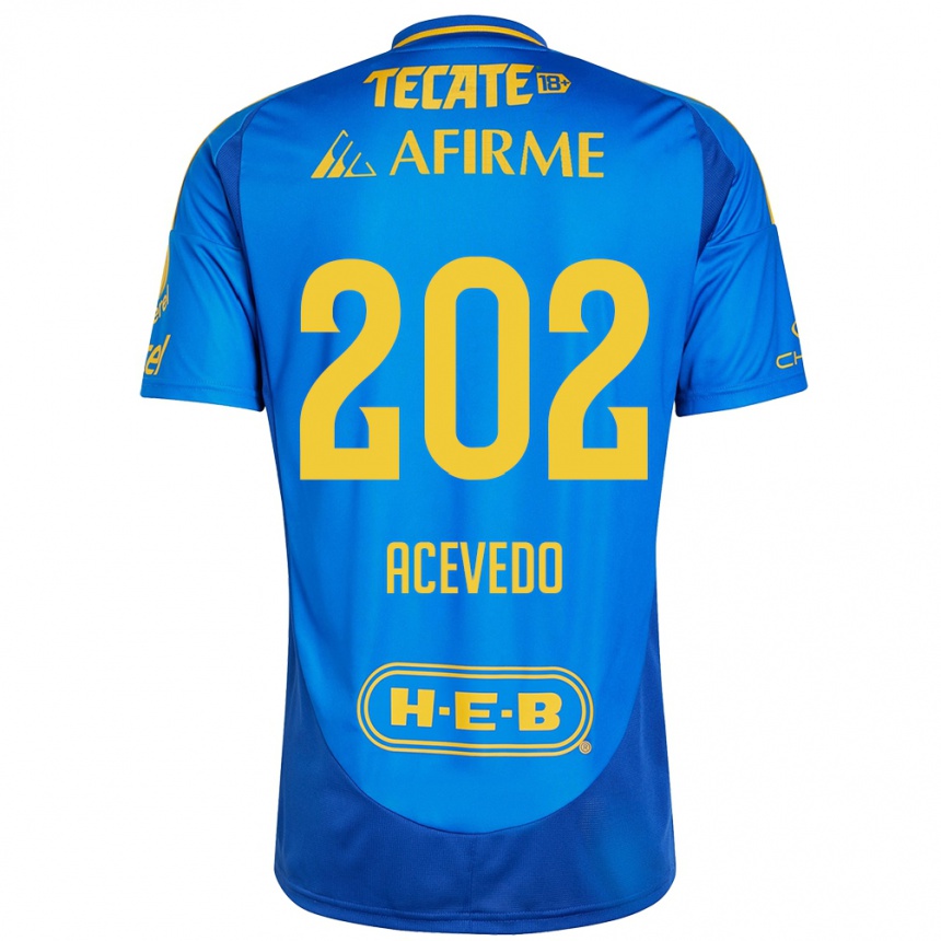 Gyermek Labdarúgás José Acevedo #202 Kék Sárga Idegenbeli Jersey 2024/25 Mez Póló Ing