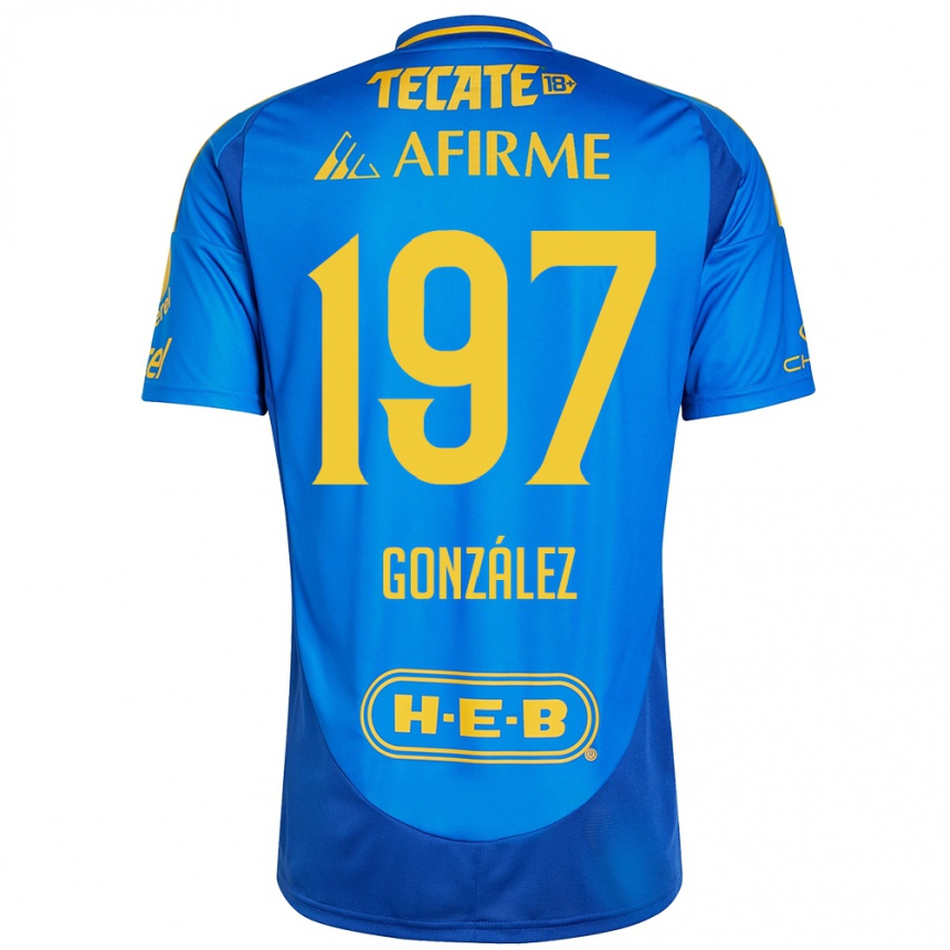 Gyermek Labdarúgás Germán González #197 Kék Sárga Idegenbeli Jersey 2024/25 Mez Póló Ing