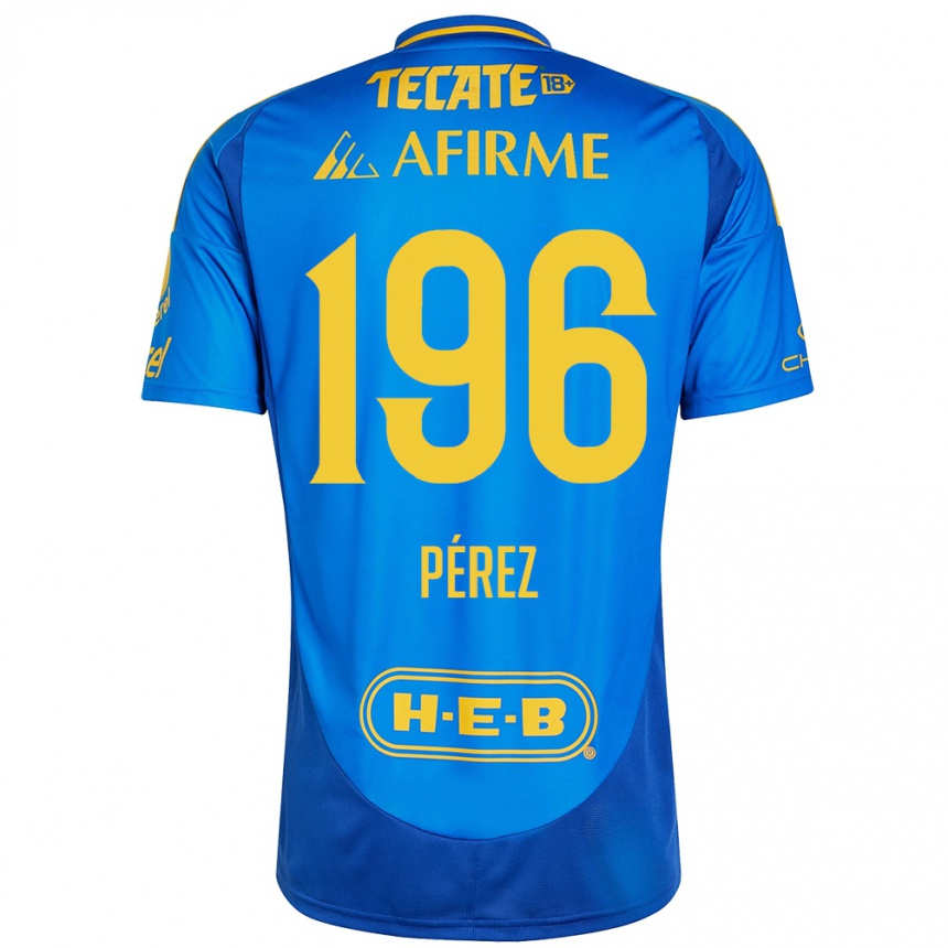 Gyermek Labdarúgás Axel Pérez #196 Kék Sárga Idegenbeli Jersey 2024/25 Mez Póló Ing