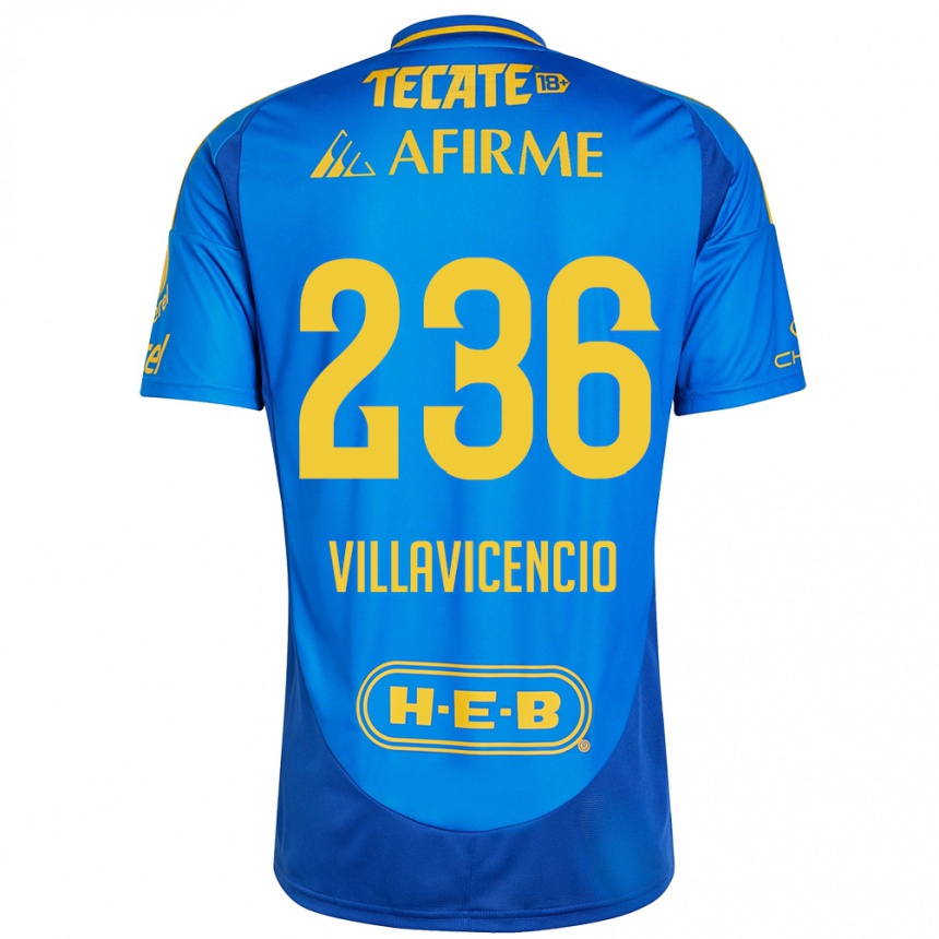 Gyermek Labdarúgás Edgar Villavicencio #236 Kék Sárga Idegenbeli Jersey 2024/25 Mez Póló Ing