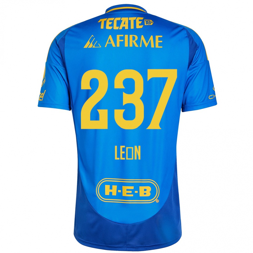 Gyermek Labdarúgás Gabriel León #237 Kék Sárga Idegenbeli Jersey 2024/25 Mez Póló Ing