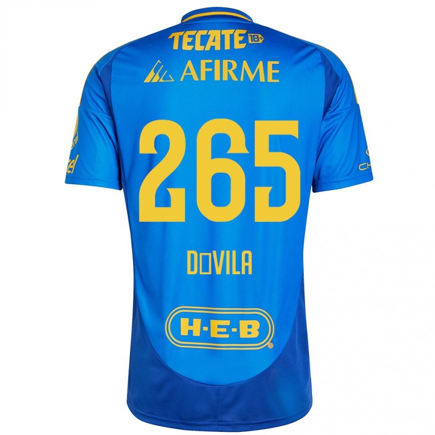 Gyermek Labdarúgás Emiliano Dávila #265 Kék Sárga Idegenbeli Jersey 2024/25 Mez Póló Ing