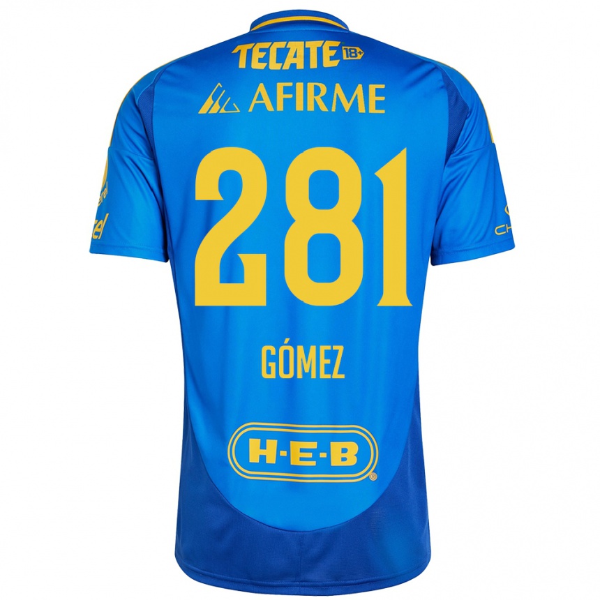 Gyermek Labdarúgás Luis Gómez #281 Kék Sárga Idegenbeli Jersey 2024/25 Mez Póló Ing