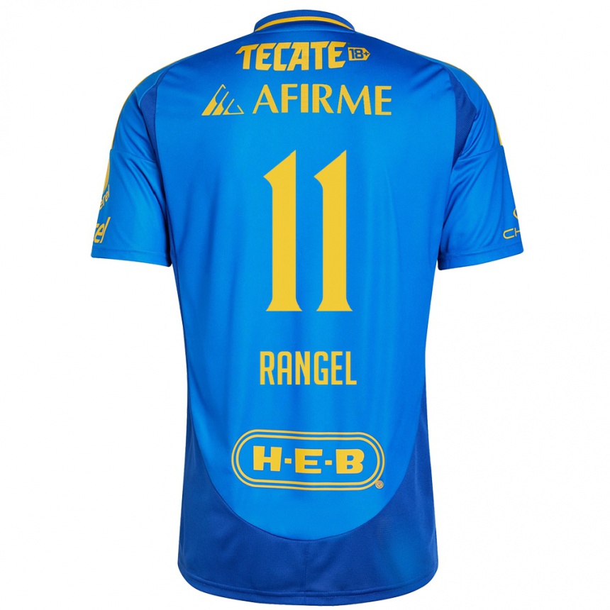 Gyermek Labdarúgás Nayeli Rangel #11 Kék Sárga Idegenbeli Jersey 2024/25 Mez Póló Ing