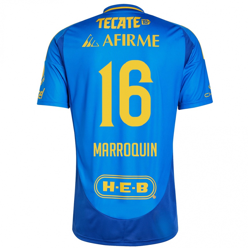 Gyermek Labdarúgás Ammanda Marroquin #16 Kék Sárga Idegenbeli Jersey 2024/25 Mez Póló Ing