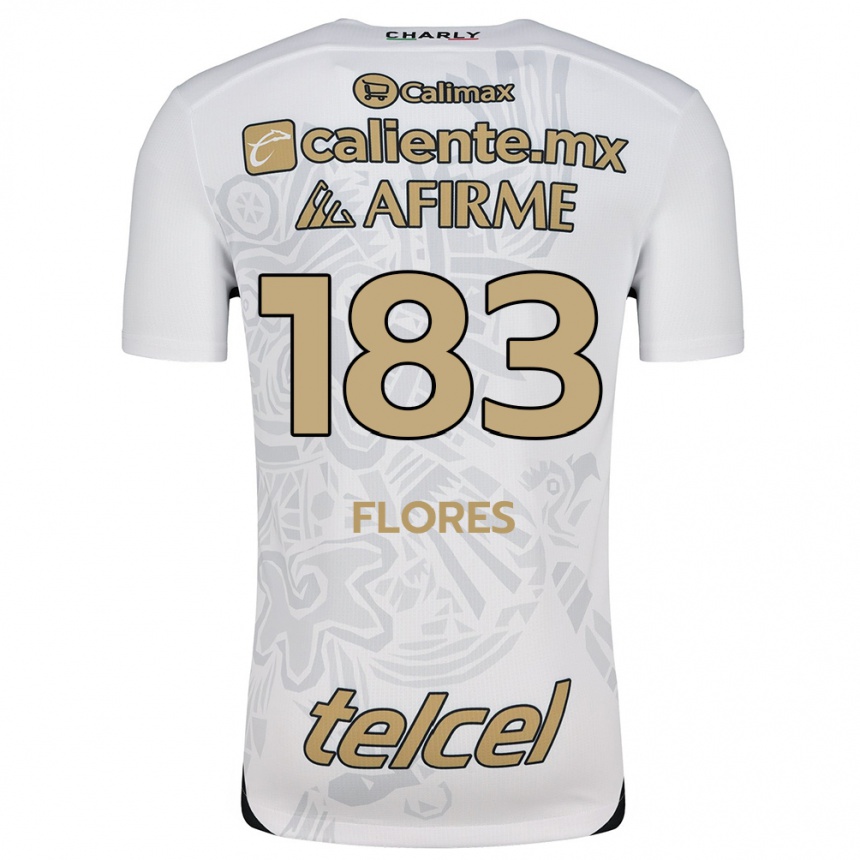 Gyermek Labdarúgás Abraham Flores #183 Fehér Fekete Idegenbeli Jersey 2024/25 Mez Póló Ing