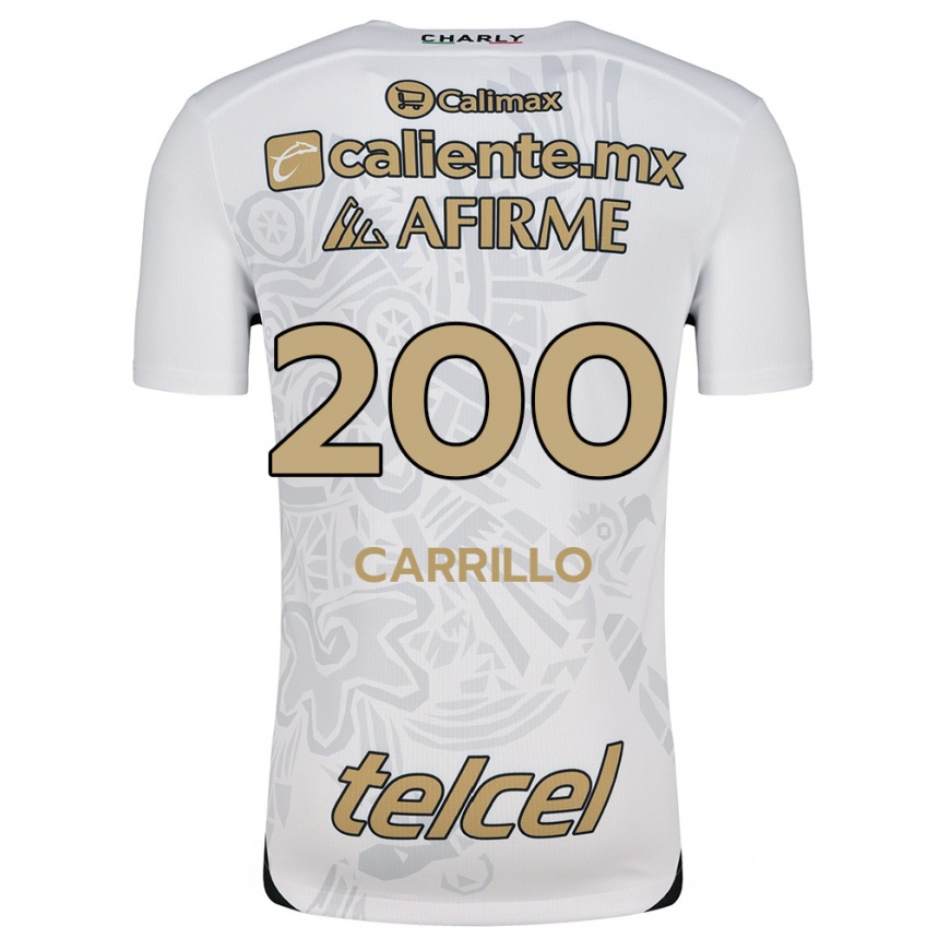 Gyermek Labdarúgás Manuel Carrillo #200 Fehér Fekete Idegenbeli Jersey 2024/25 Mez Póló Ing