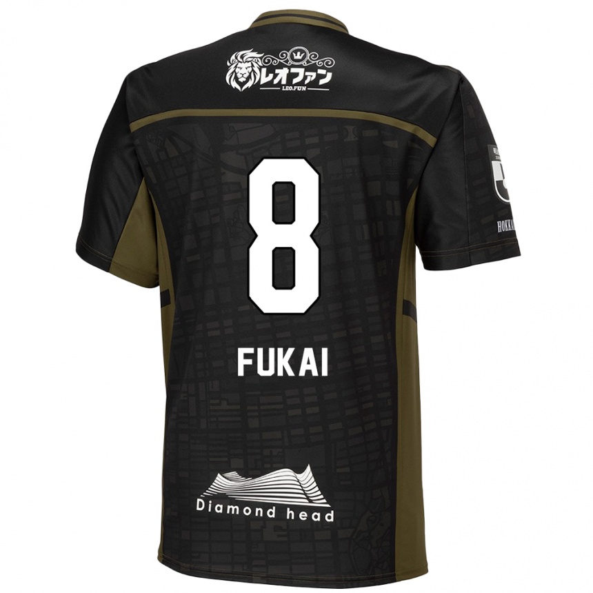 Gyermek Labdarúgás Kazuki Fukai #8 Fekete Zöld Idegenbeli Jersey 2024/25 Mez Póló Ing