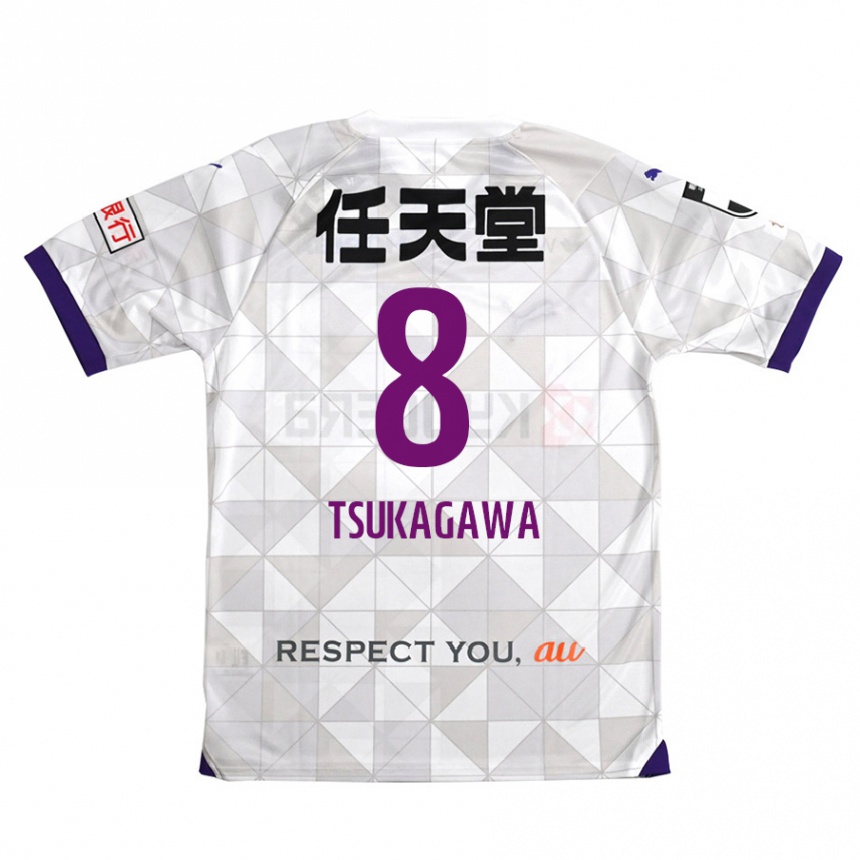 Gyermek Labdarúgás Koki Tsukagawa #8 Fehér Lila Idegenbeli Jersey 2024/25 Mez Póló Ing