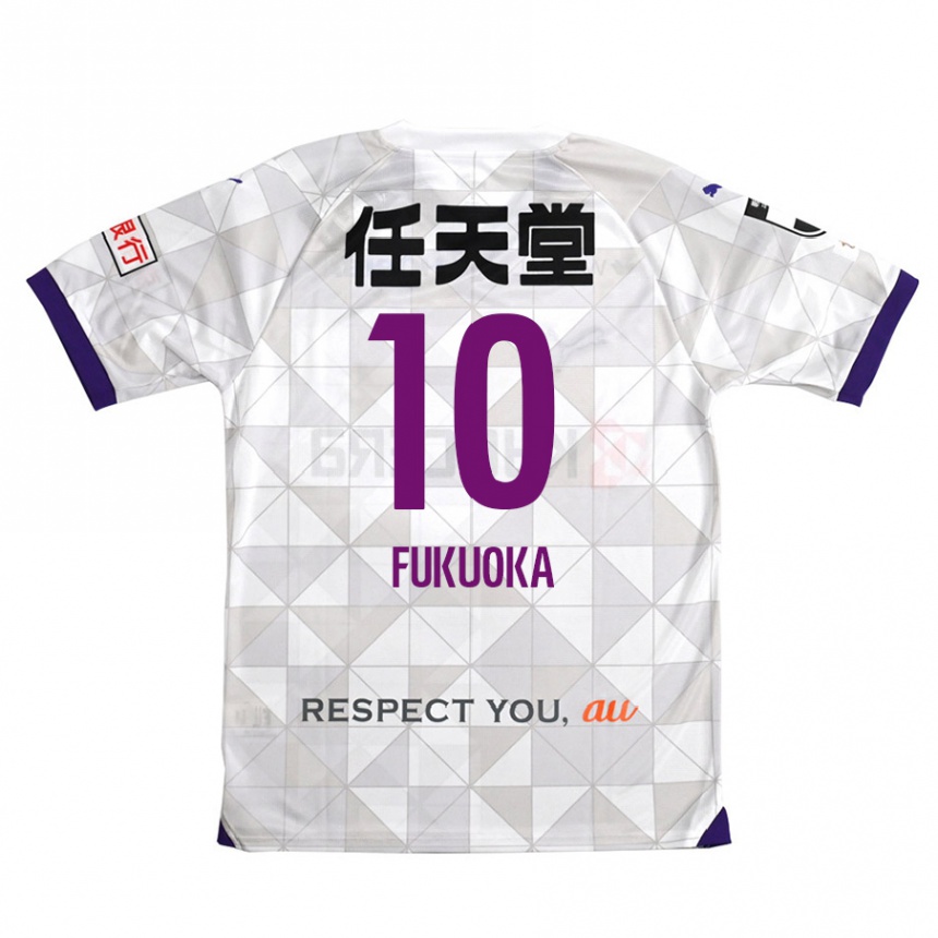 Gyermek Labdarúgás Shimpei Fukuoka #10 Fehér Lila Idegenbeli Jersey 2024/25 Mez Póló Ing