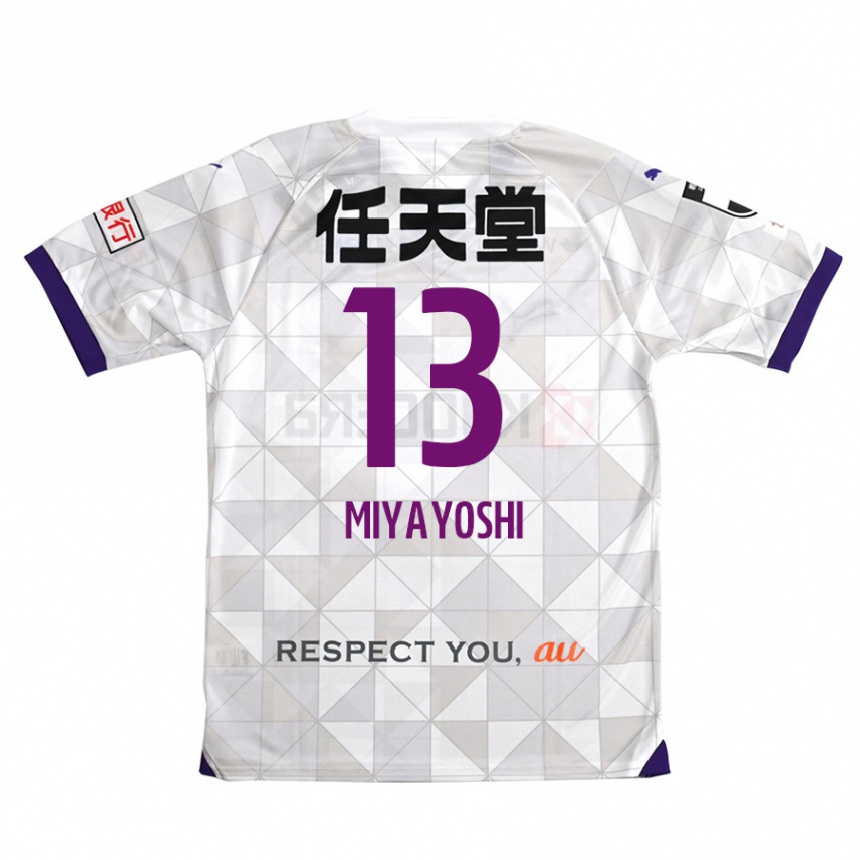 Gyermek Labdarúgás Takumi Miyayoshi #13 Fehér Lila Idegenbeli Jersey 2024/25 Mez Póló Ing