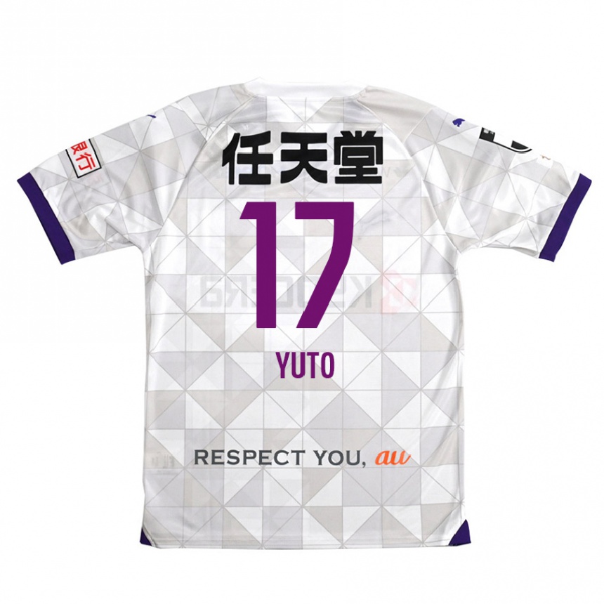 Gyermek Labdarúgás Yuto Anzai #17 Fehér Lila Idegenbeli Jersey 2024/25 Mez Póló Ing