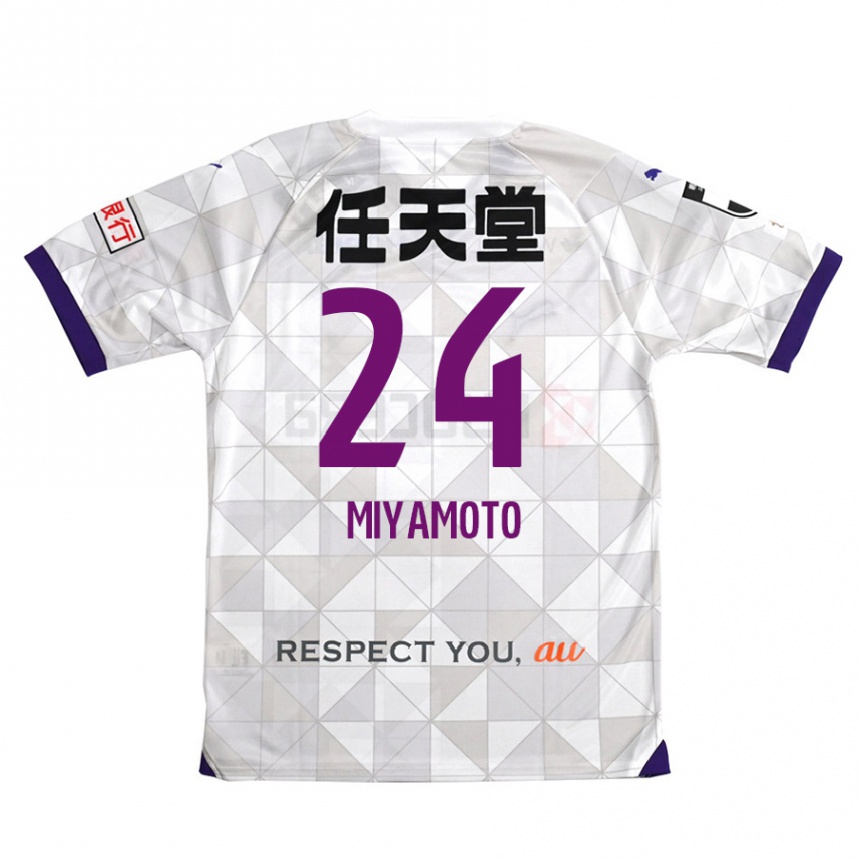 Gyermek Labdarúgás Yuta Miyamoto #24 Fehér Lila Idegenbeli Jersey 2024/25 Mez Póló Ing