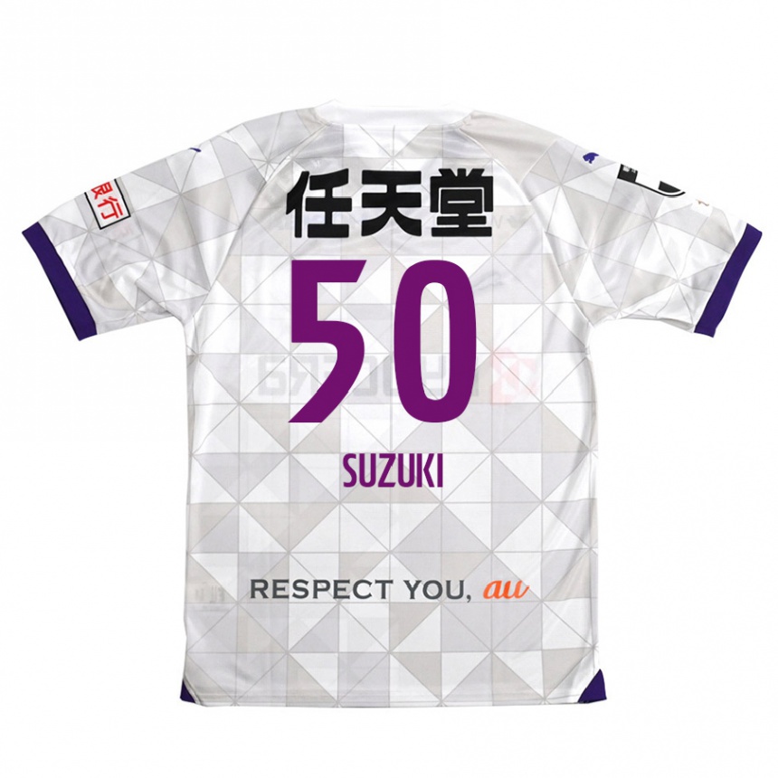 Gyermek Labdarúgás Yoshinori Suzuki #50 Fehér Lila Idegenbeli Jersey 2024/25 Mez Póló Ing