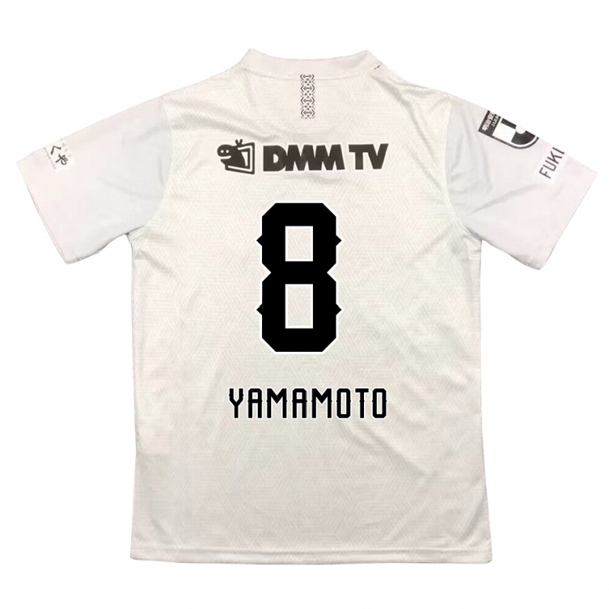 Gyermek Labdarúgás Shunsuke Yamamoto #8 Szürke Fekete Idegenbeli Jersey 2024/25 Mez Póló Ing