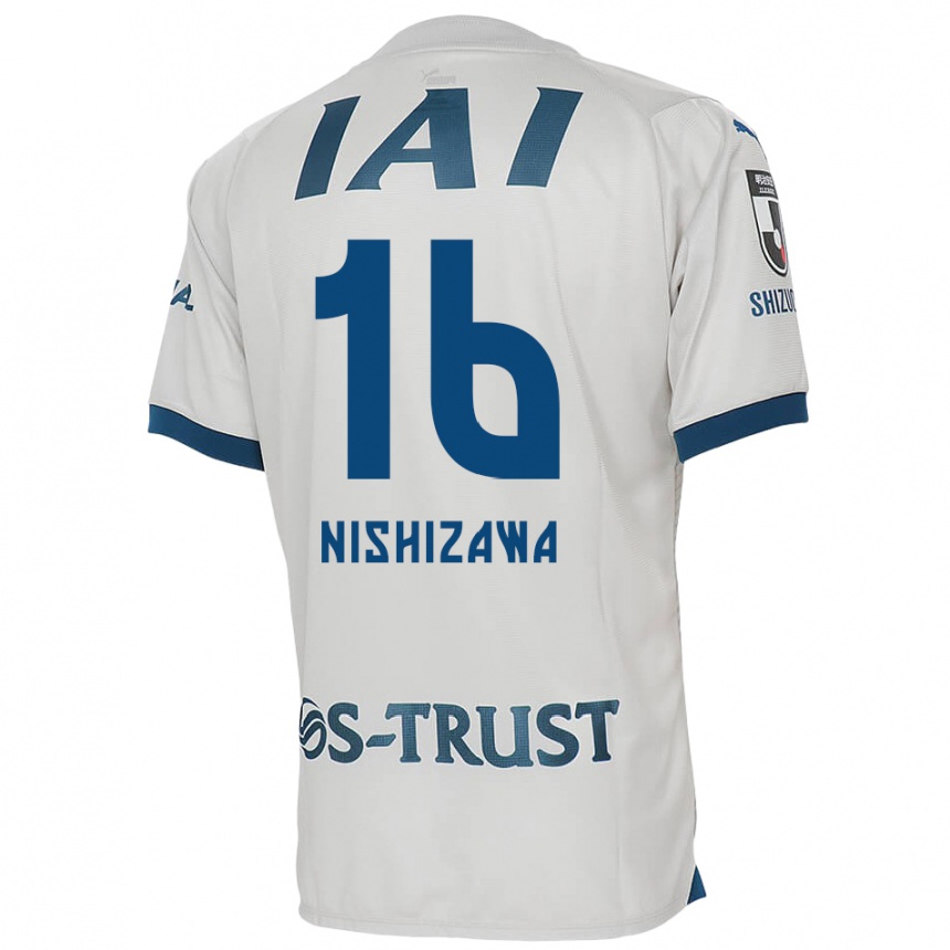 Gyermek Labdarúgás Kenta Nishizawa #16 Fehér Kék Idegenbeli Jersey 2024/25 Mez Póló Ing