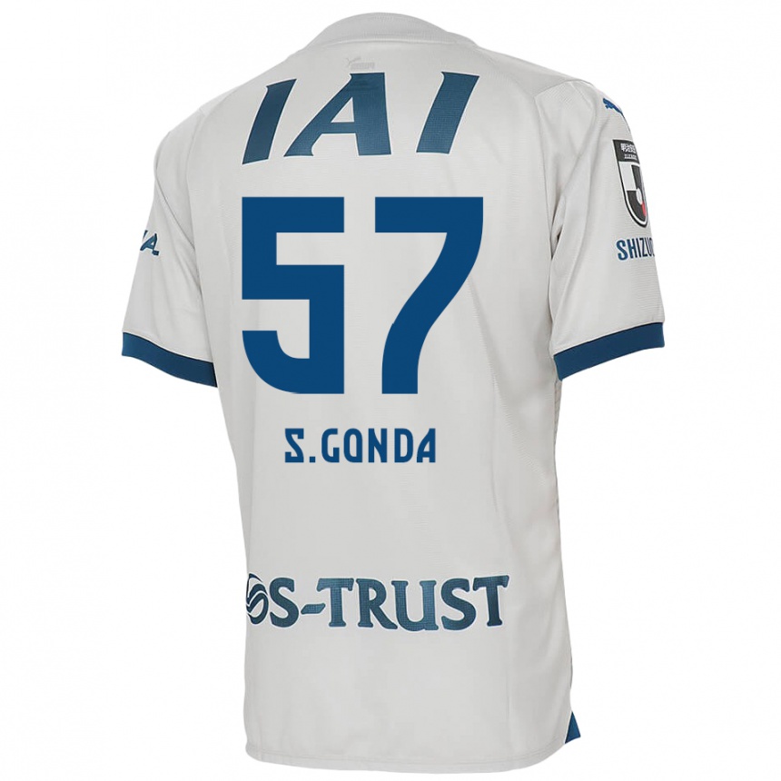 Gyermek Labdarúgás Shuichi Gonda #57 Fehér Kék Idegenbeli Jersey 2024/25 Mez Póló Ing