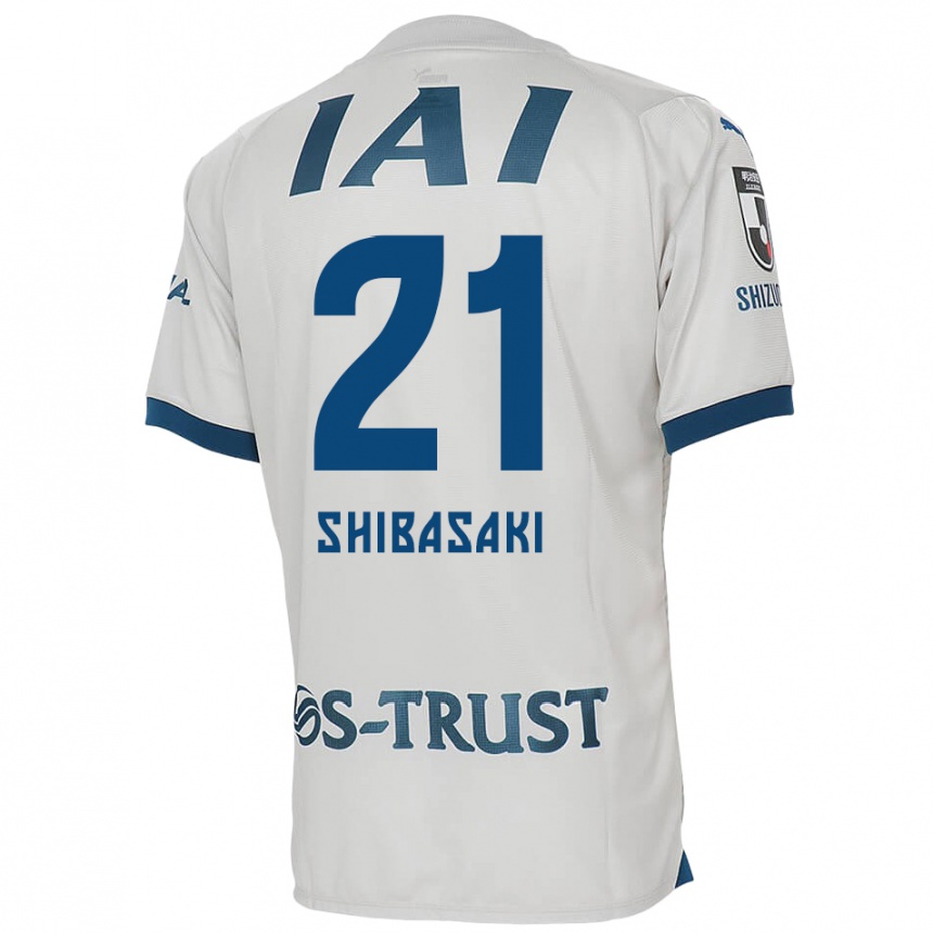 Gyermek Labdarúgás Kaito Shibasaki #21 Fehér Kék Idegenbeli Jersey 2024/25 Mez Póló Ing