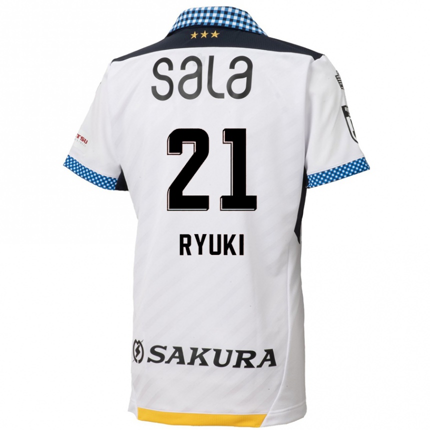 Gyermek Labdarúgás Ryuki Miura #21 Fehér Fekete Idegenbeli Jersey 2024/25 Mez Póló Ing