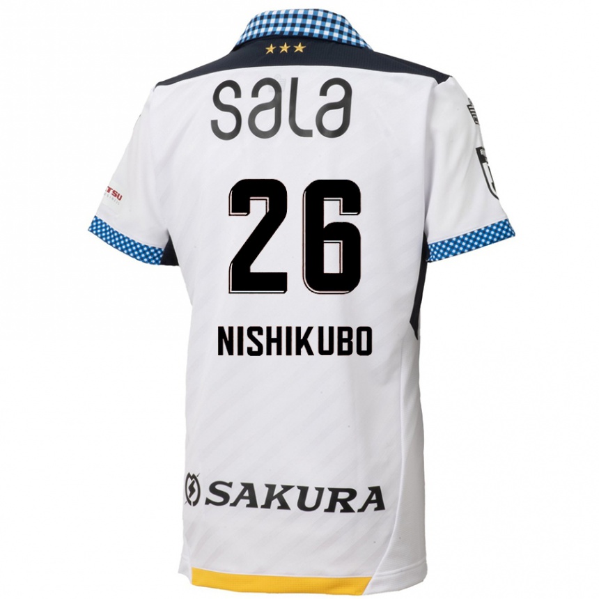 Gyermek Labdarúgás Shunsuke Nishikubo #26 Fehér Fekete Idegenbeli Jersey 2024/25 Mez Póló Ing