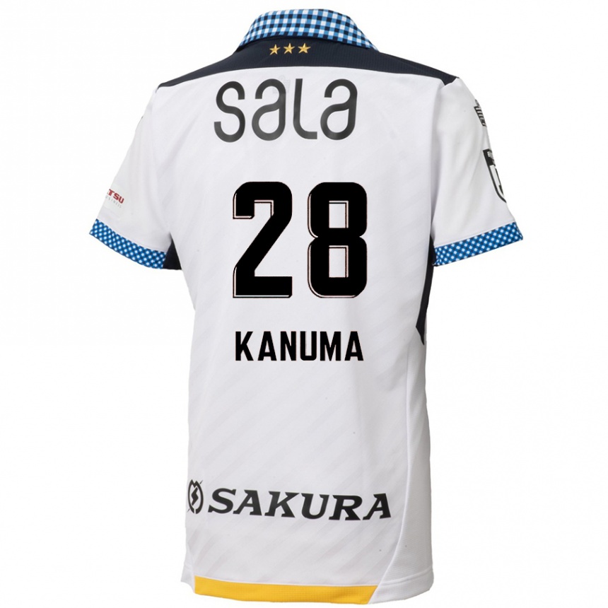 Gyermek Labdarúgás Naoki Kanuma #28 Fehér Fekete Idegenbeli Jersey 2024/25 Mez Póló Ing