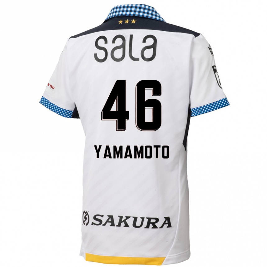 Gyermek Labdarúgás Shota Yamamoto #46 Fehér Fekete Idegenbeli Jersey 2024/25 Mez Póló Ing