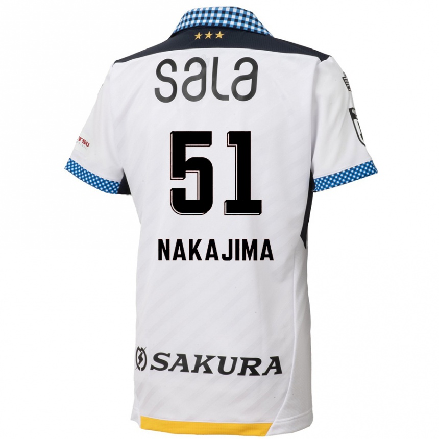 Gyermek Labdarúgás Keitaro Nakajima #51 Fehér Fekete Idegenbeli Jersey 2024/25 Mez Póló Ing