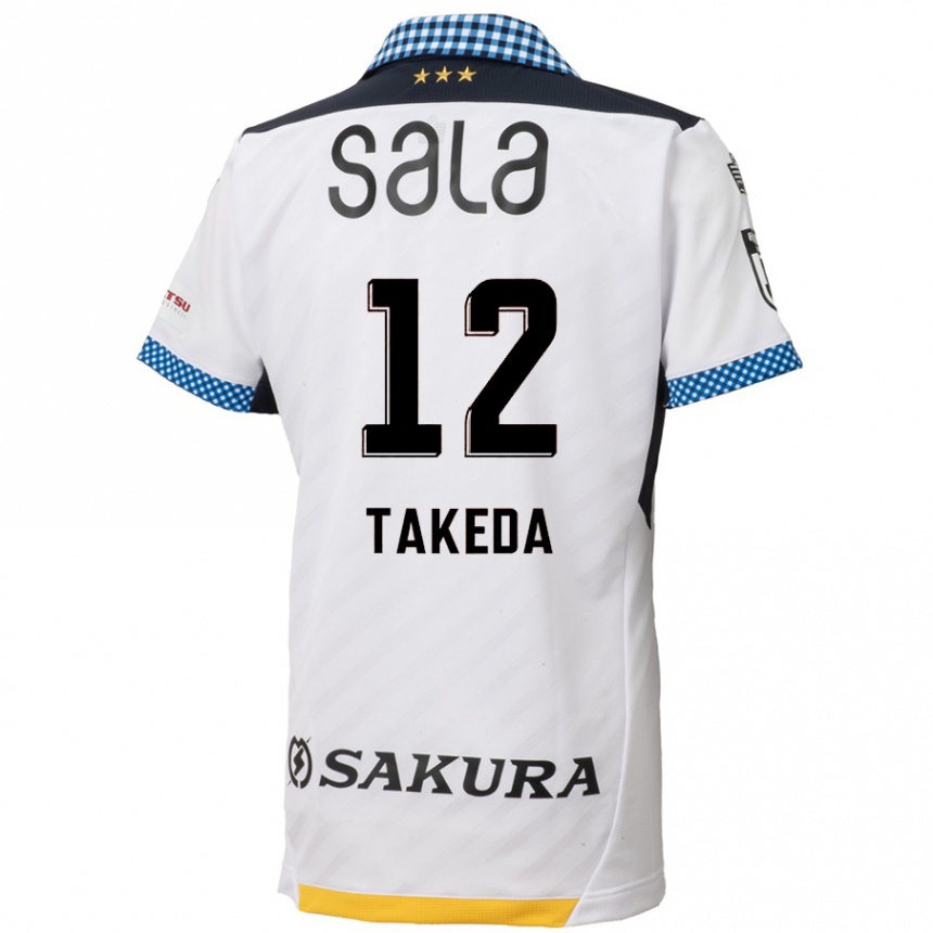 Gyermek Labdarúgás Yusei Takeda #12 Fehér Fekete Idegenbeli Jersey 2024/25 Mez Póló Ing