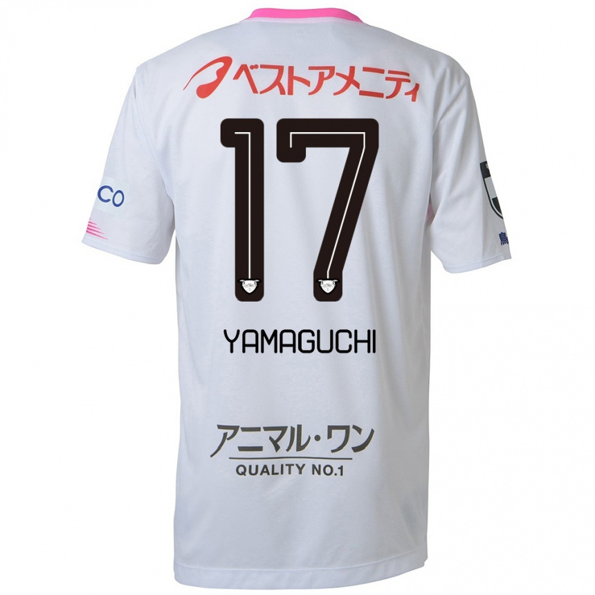 Gyermek Labdarúgás Hikaru Yamaguchi #17 Fehér Kék Rózsaszín Idegenbeli Jersey 2024/25 Mez Póló Ing