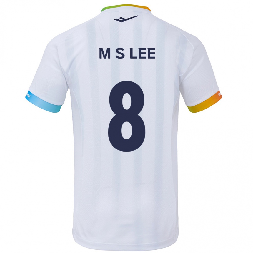 Gyermek Labdarúgás Seung-Mo Lee #8 Fehér Kék Idegenbeli Jersey 2024/25 Mez Póló Ing