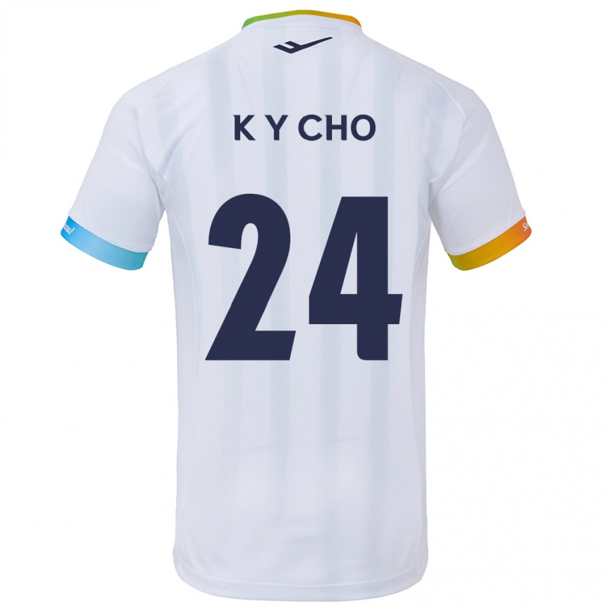 Gyermek Labdarúgás Young-Kwang Cho #24 Fehér Kék Idegenbeli Jersey 2024/25 Mez Póló Ing