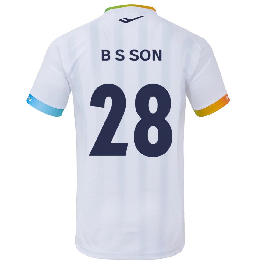 Gyermek Labdarúgás Seung-Beom Son #28 Fehér Kék Idegenbeli Jersey 2024/25 Mez Póló Ing