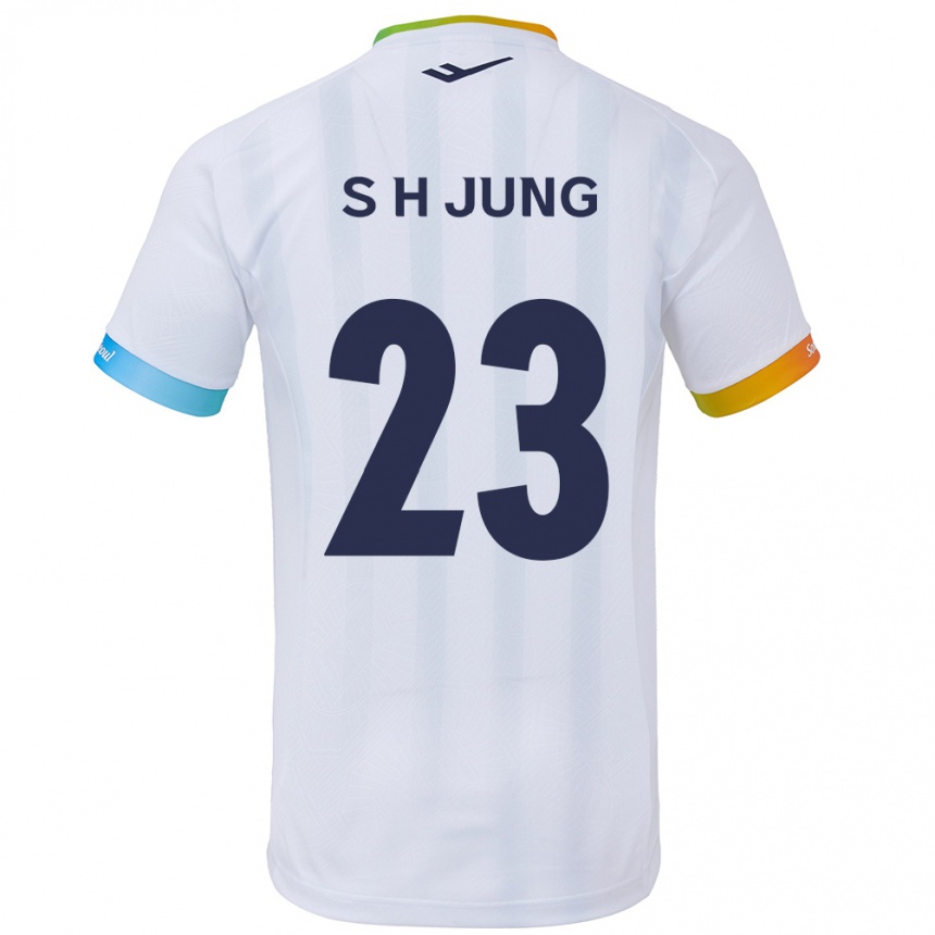 Gyermek Labdarúgás Hyeon-Soo Jung #23 Fehér Kék Idegenbeli Jersey 2024/25 Mez Póló Ing